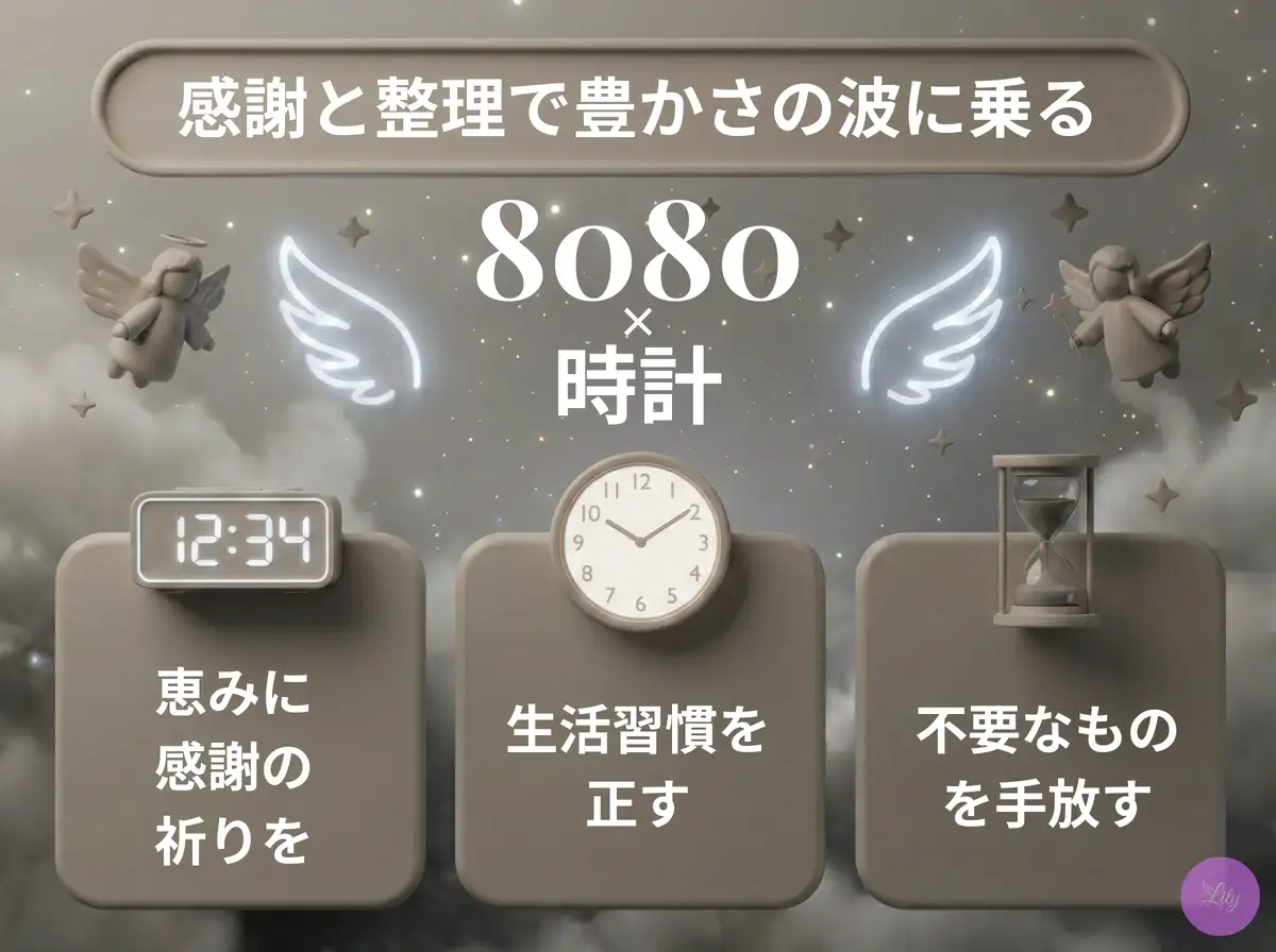 リリーのエンジェルナンバー 8080 x 時計