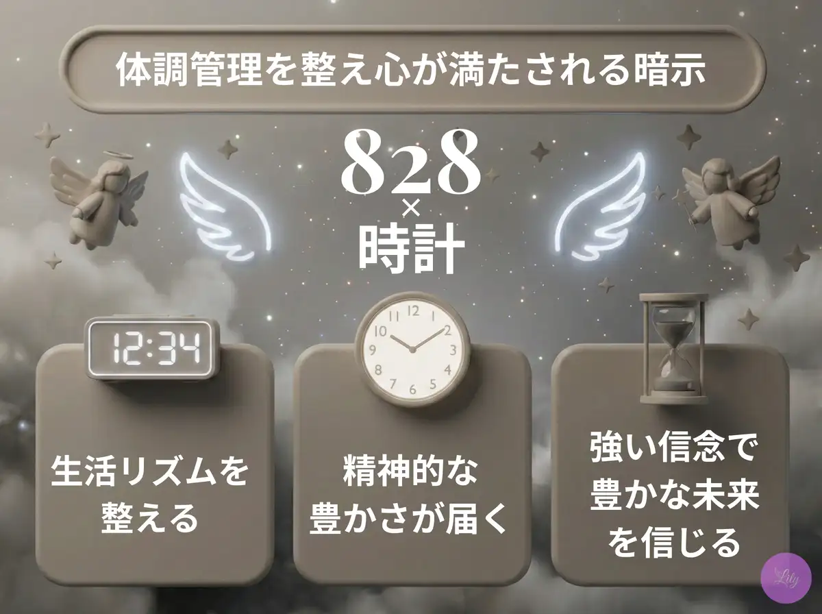 リリーのエンジェルナンバー 828 x 時計