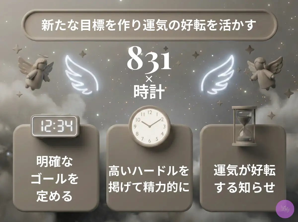 リリーのエンジェルナンバー 831 x 時計