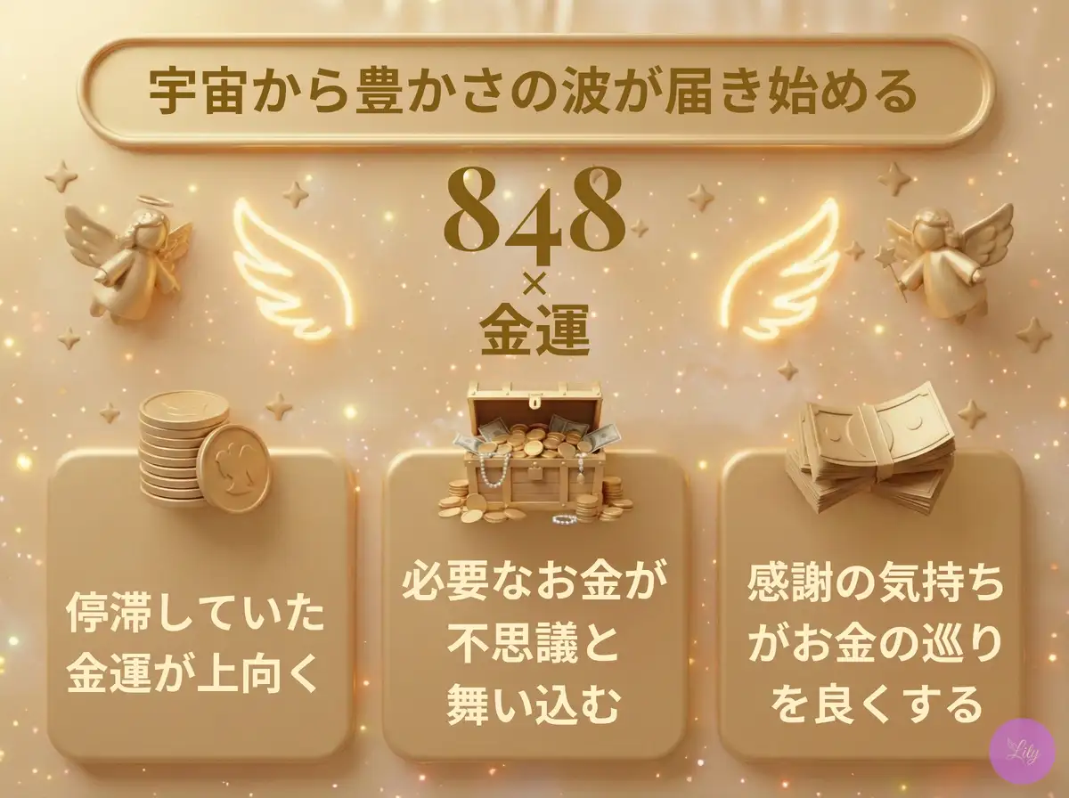 リリーのエンジェルナンバー 848 x 金運