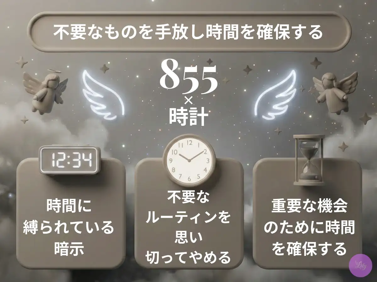 リリーのエンジェルナンバー 855 x 時計