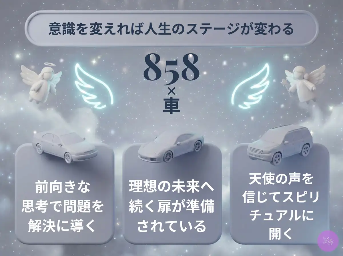 リリーのエンジェルナンバー 858 x 車