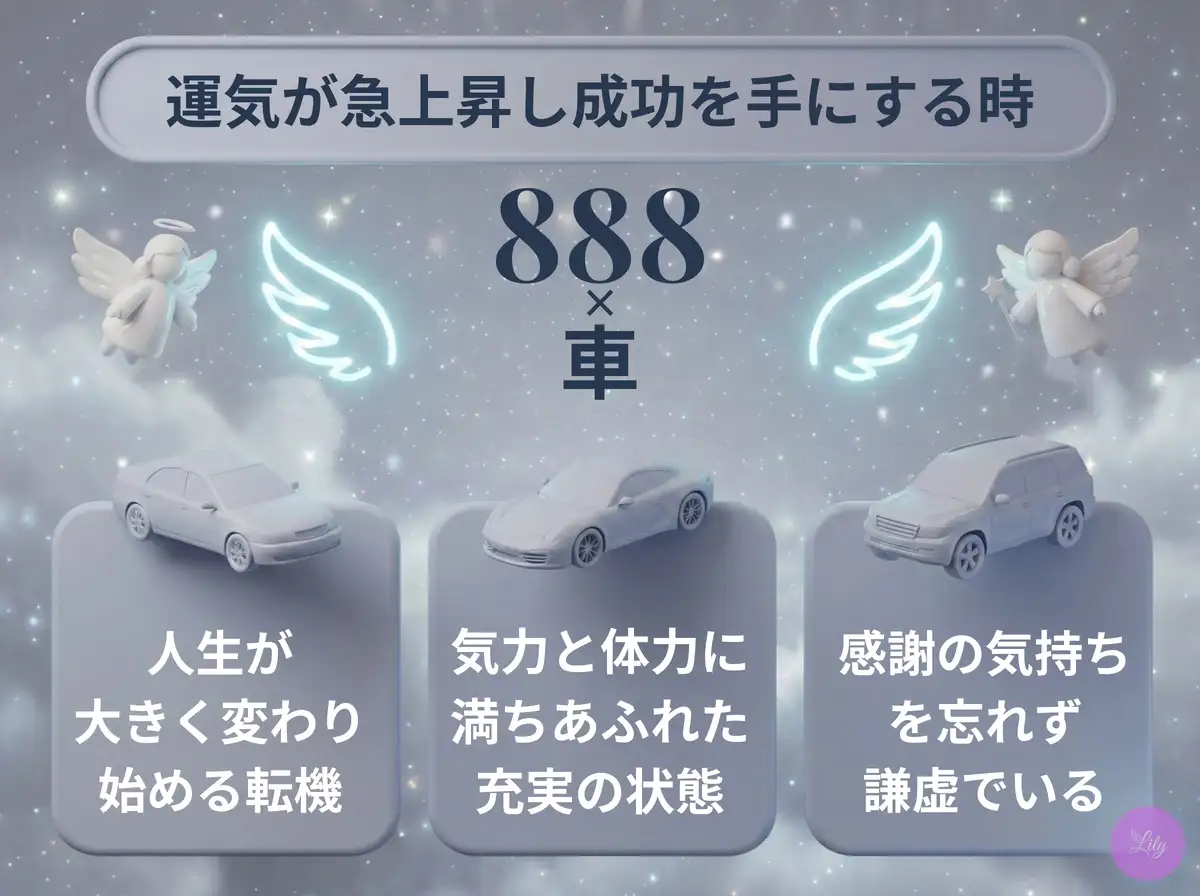 リリーのエンジェルナンバー 888 x 車