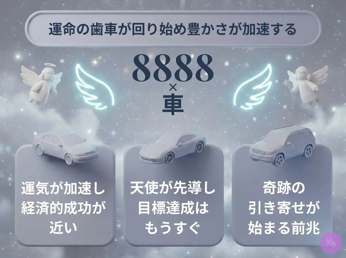 リリーのエンジェルナンバー 8888 x 車