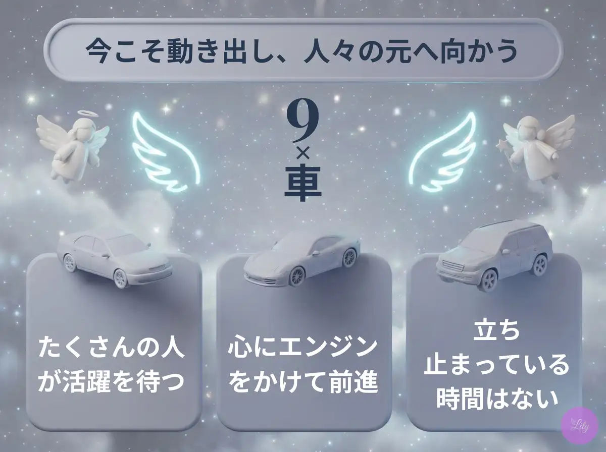 リリーのエンジェルナンバー 9 x 車