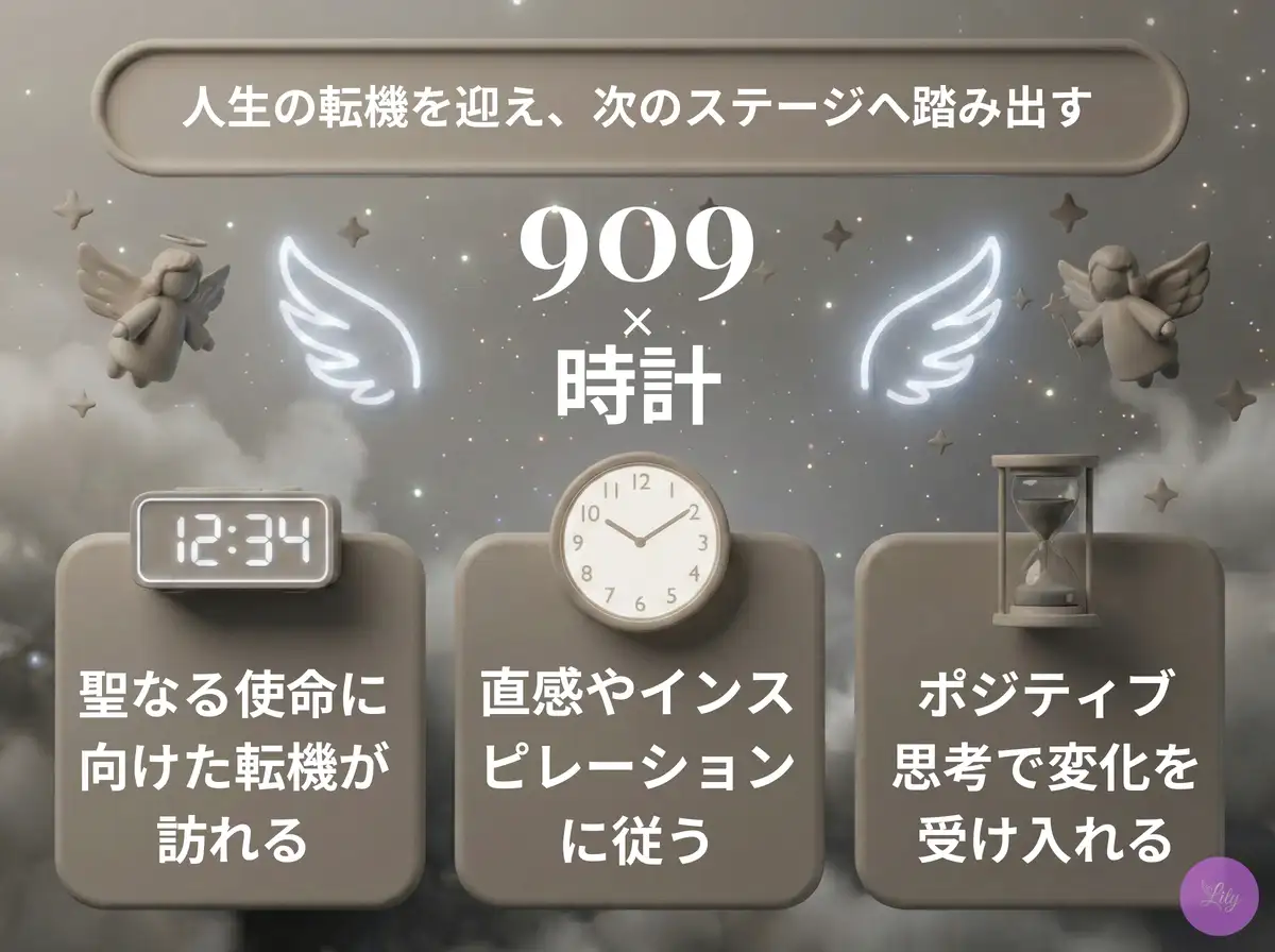 リリーのエンジェルナンバー 909 x 時計