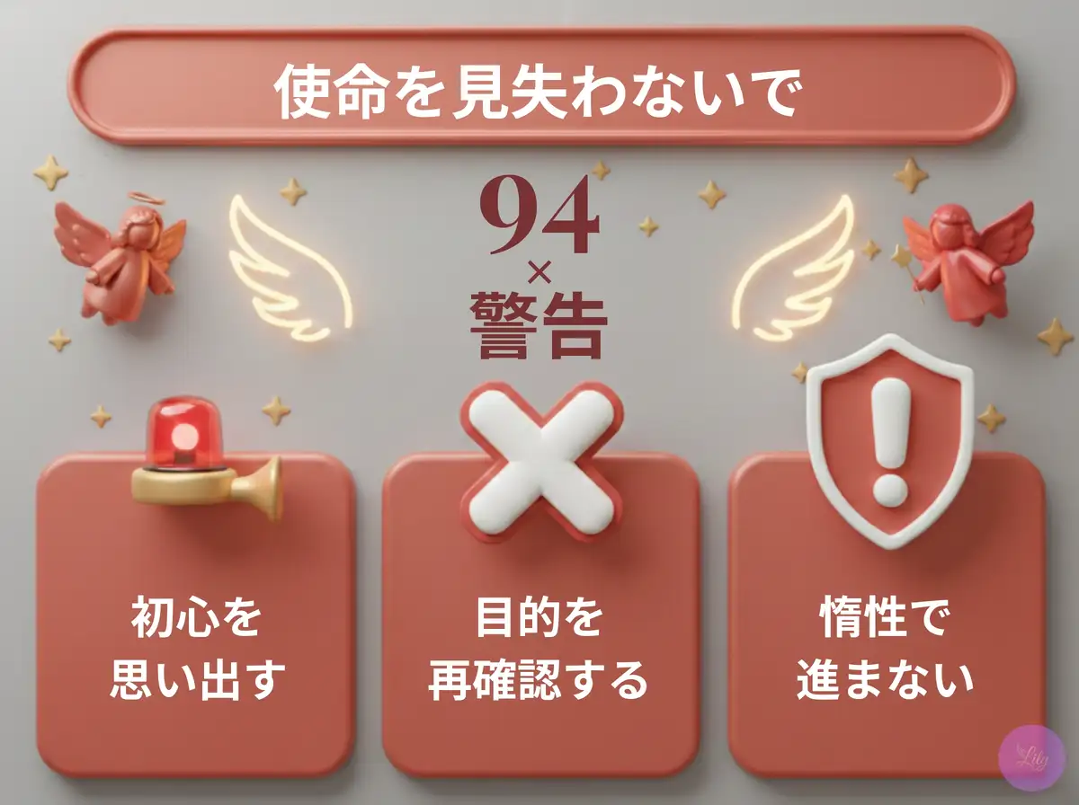 リリーのエンジェルナンバー 94 x 警告