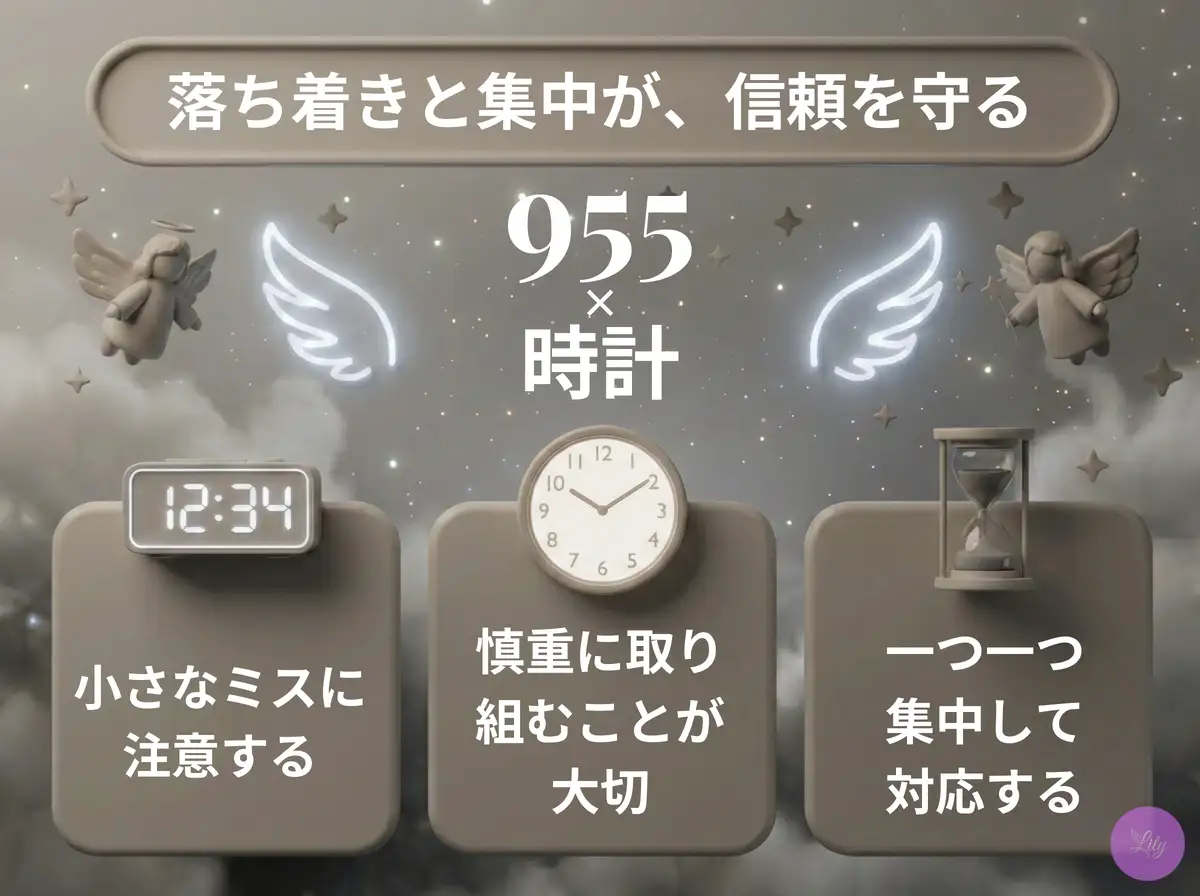 リリーのエンジェルナンバー 955 x 時計