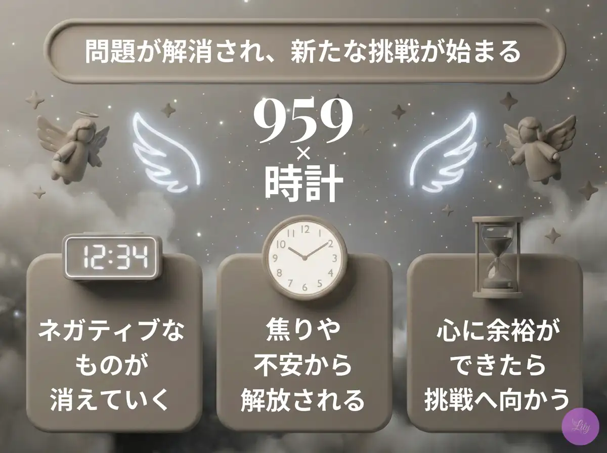 リリーのエンジェルナンバー 959 x 時計