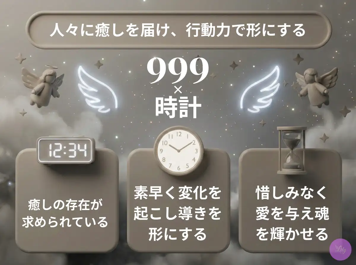 リリーのエンジェルナンバー 999 x 時計